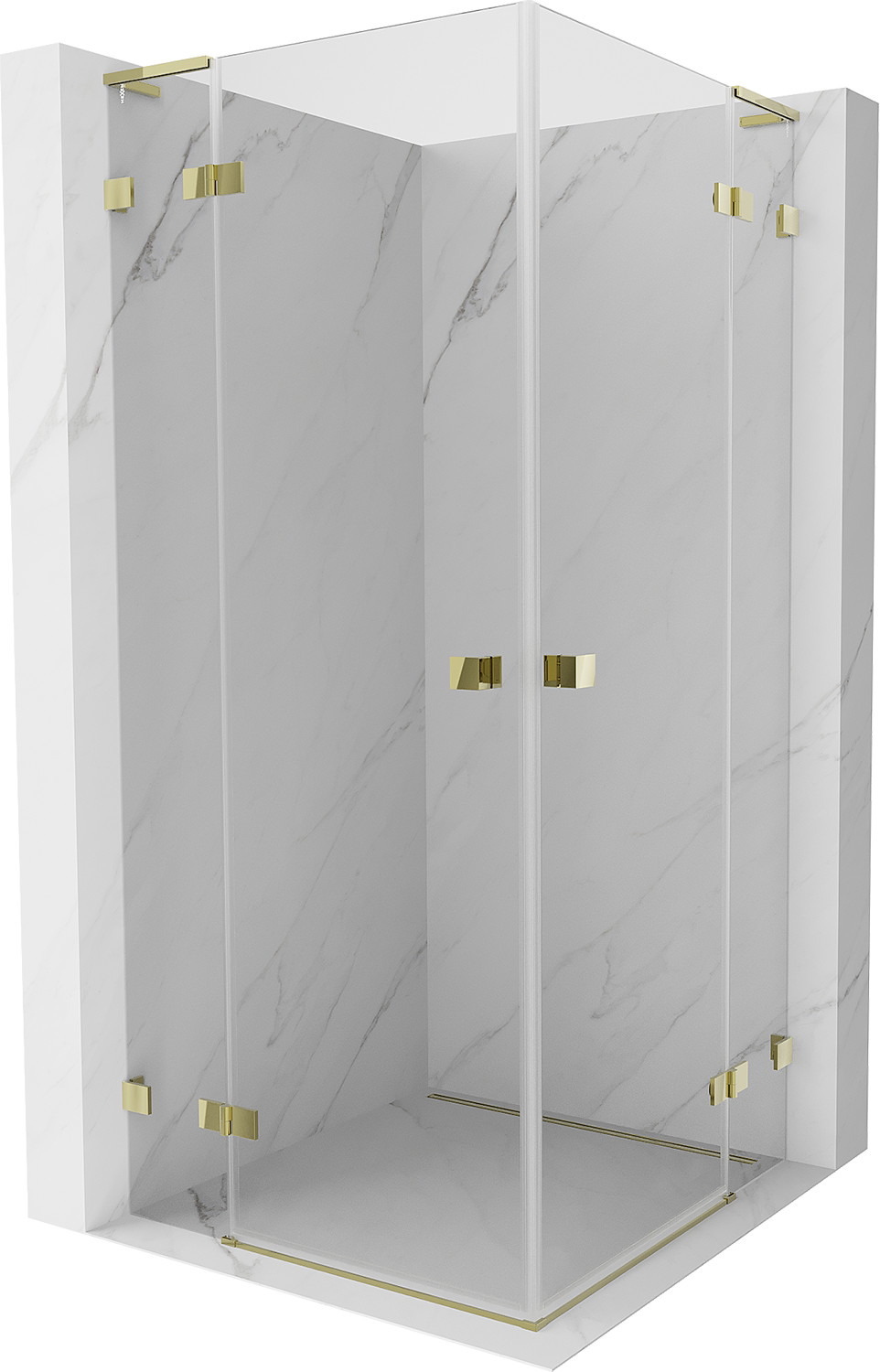 Mexen Lunar L Duo hinged shower cabin 100 x 100 cm, transparent, gold - 834L-100L-100P-50-00